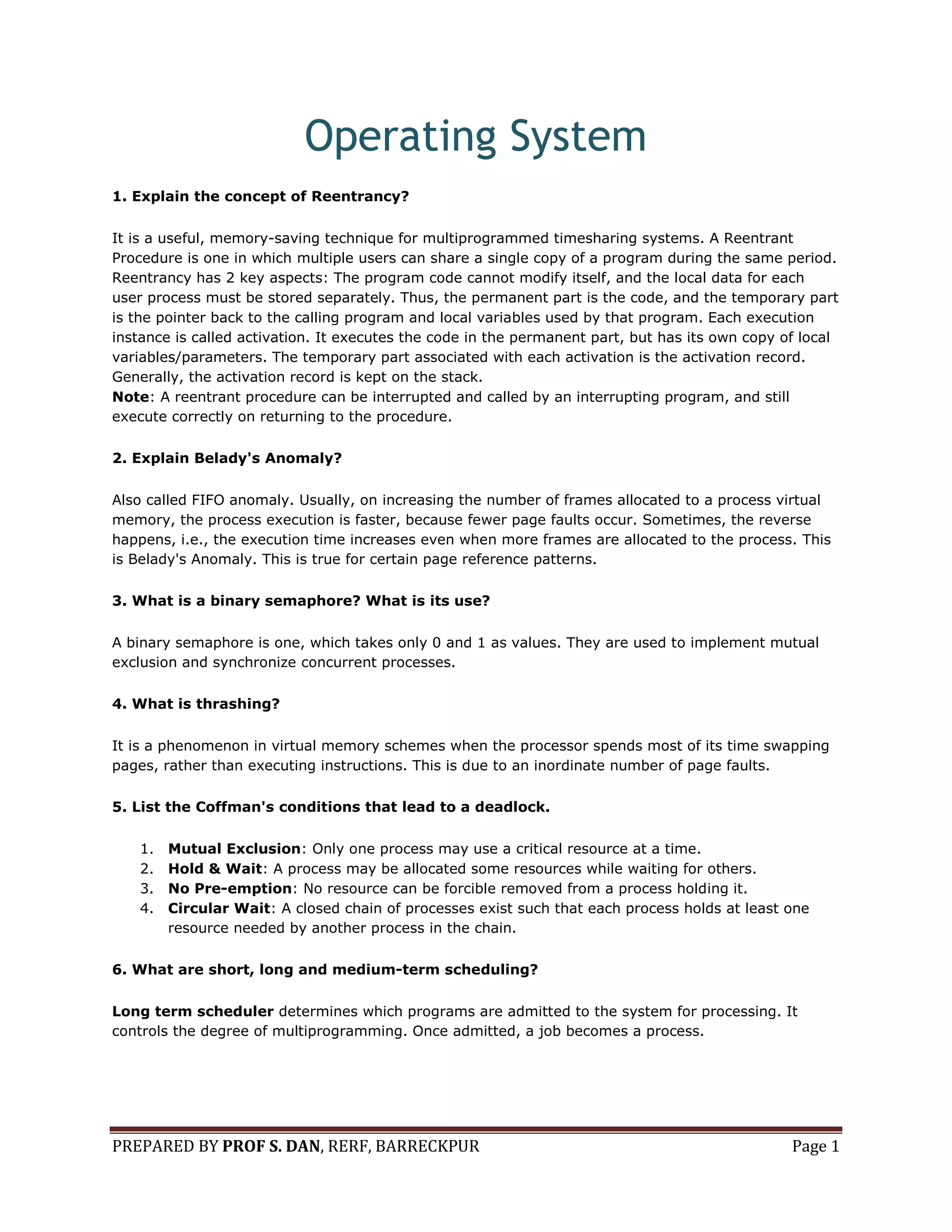 Operating system Interview Questions | PDF