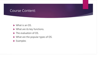 Basic operating systems in computer and it's uses | PPT
