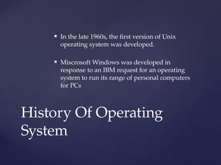 Operating System to control the overall computer in system | PPTX