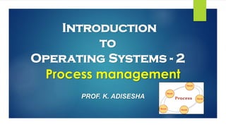 Introduction
to
Operating Systems - 2
PROF. K. ADISESHA
Process management
 