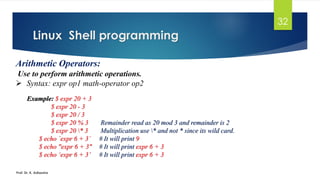 shell scripting tutorial-06 arithmetic... Operating System Concepts-Linux and Shell Programming by K. Adi | PDF