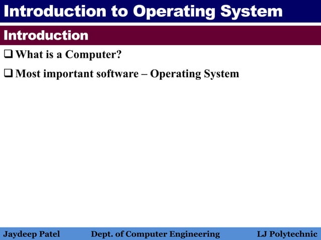 Operating system introduction to operating system | PPTX