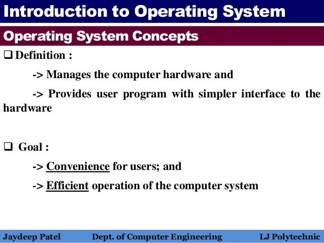 Operating system introduction to operating system