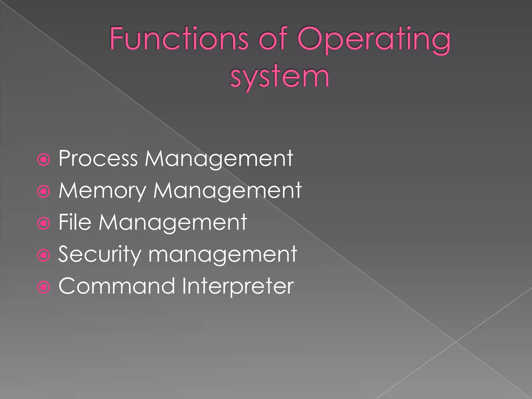 Operating system and its function | PPTX | Operating Systems | Computer ...