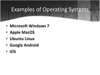 Examples Of Operating System Windows
