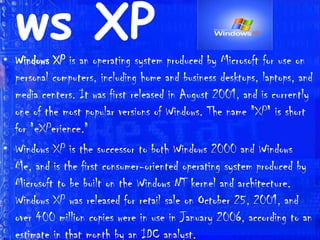 Examples  of some Operating Systems