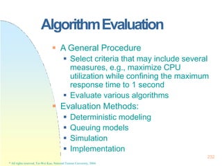 AlgorithmEvaluation
232
* All rights reserved, Tei-Wei Kuo, National Taiwan University, 2004.
 A General Procedure
 Sele...