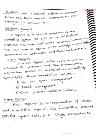 Operating System related questions