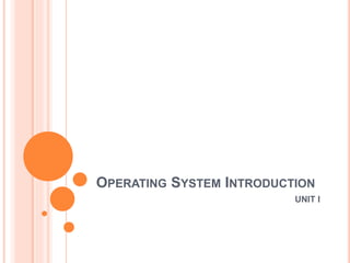 OPERATING SYSTEM INTRODUCTION
UNIT I
 