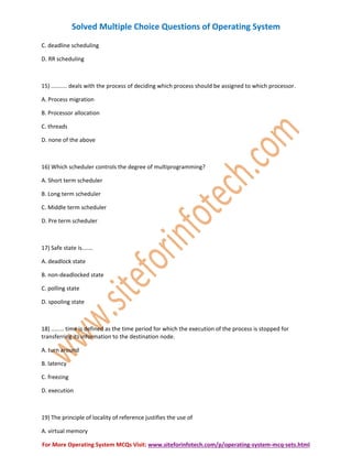 Operating System Multiple Choice Questions | PDF