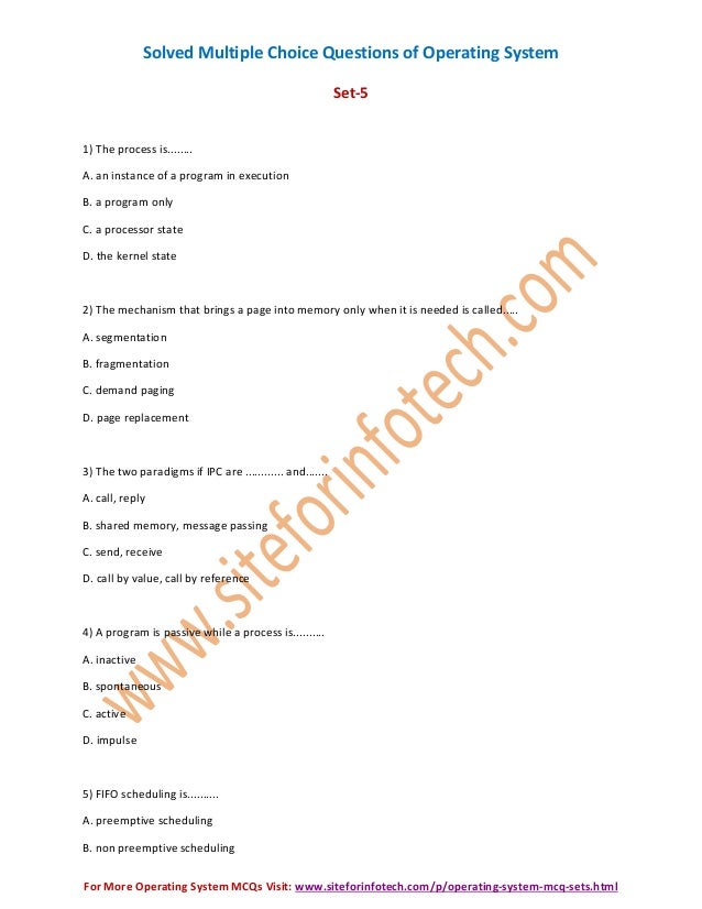 Operating System Mcqs With Answers Pdf
