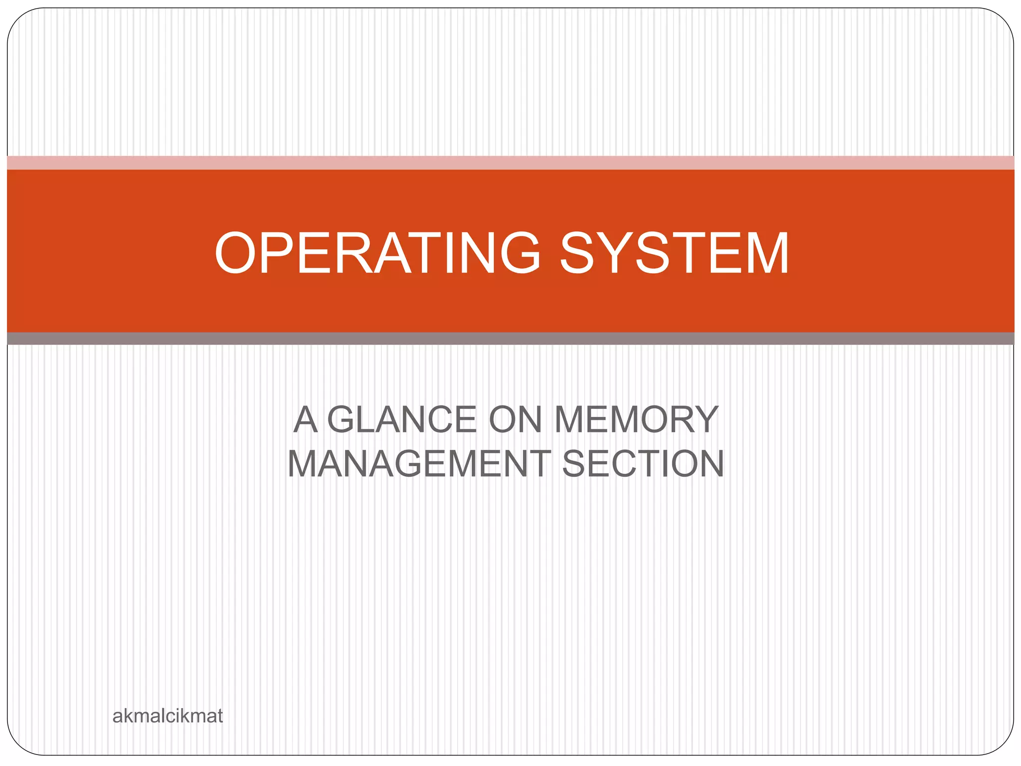 Operating System-Memory Management | PPTX