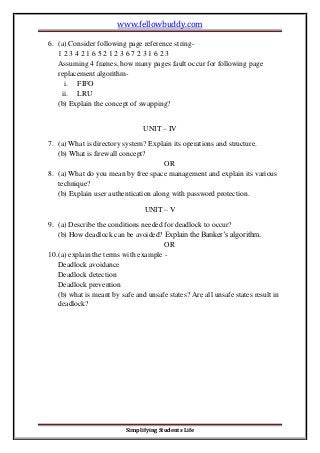 Operating System Model Test Paper