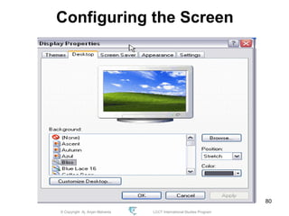 © Copyright Aj. Anjan Mahanta LCCT International Studies Program
80
Configuring the Screen
 