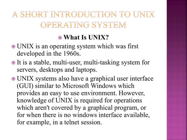Operating systems unix | PPTX | Operating Systems | Computer Software ...