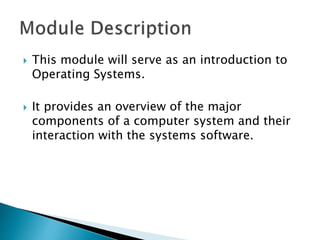Operating Systems 1: Syllabus | PPTX