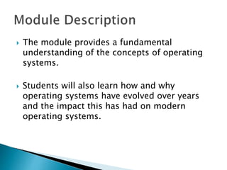 Operating Systems 1: Syllabus | PPTX