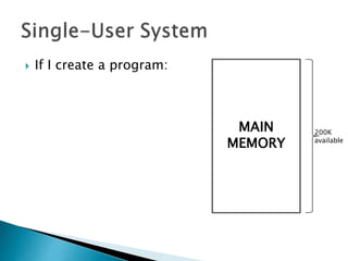  If I create a program:
200K
available
MAIN
MEMORY
 