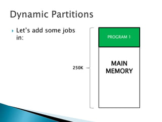  Let’s add some
programs in:
MAIN
MEMORY
PROGRAM 1
250K
 