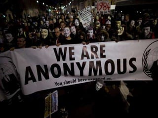  Bollywood versus Anonymous
 Anonymous are a loosely associated international
network of activist and hacktivist groups. The
group became known for a series of well-
publicized publicity stunts and Denial-of-Service
(DoS) attacks on government, religious, and
corporate websites.
 