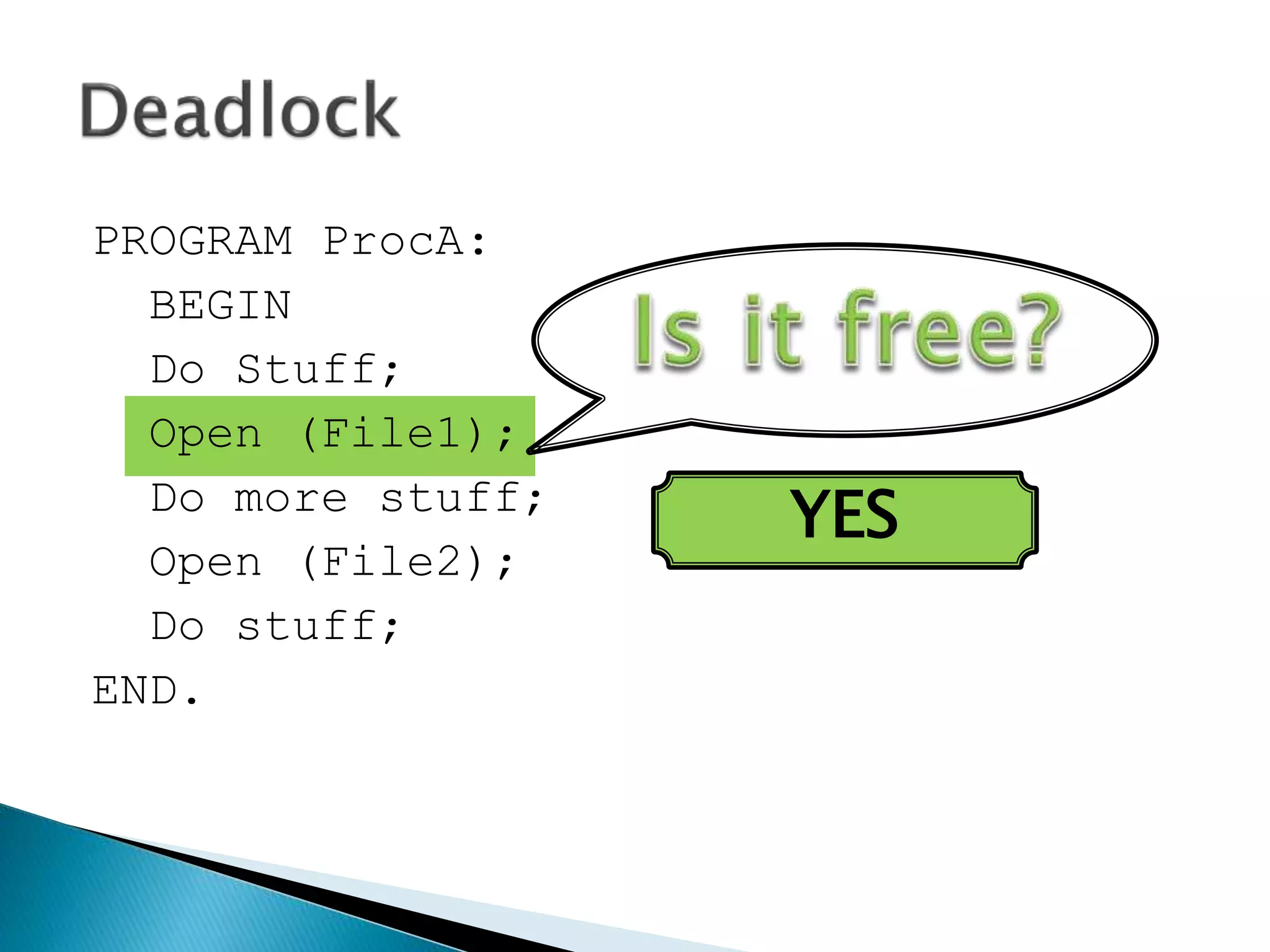 PROGRAM ProcA:
BEGIN
Do Stuff;
Open (File1);
Do more stuff;
Open (File2);
Do stuff;
END.
YES
 