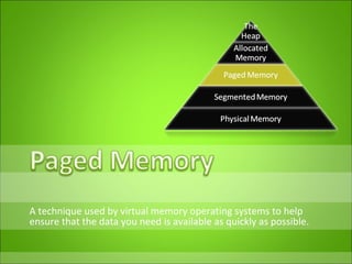 A technique used by virtual memory operating systems to help ensure that the data you need is available as quickly as possible.  
