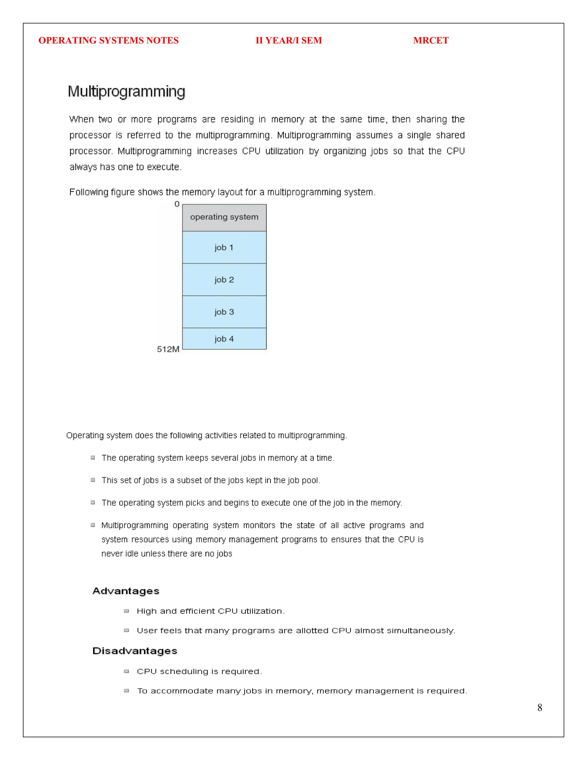 OPERATING SYSTEMS NOTES II YEAR/I SEM MRCET
8
 