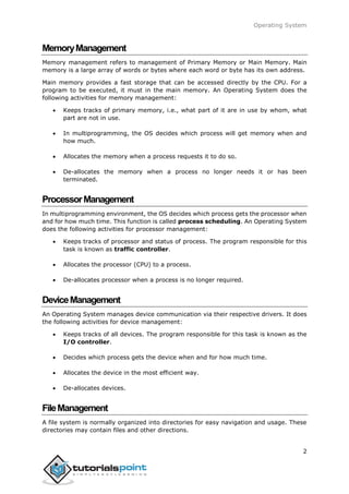 Operating system tutorial | PDF