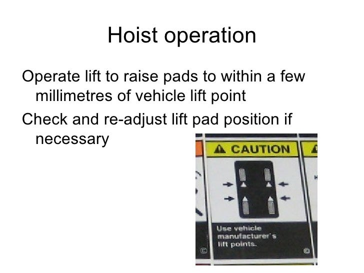 Operating The Vehicle Hoist
