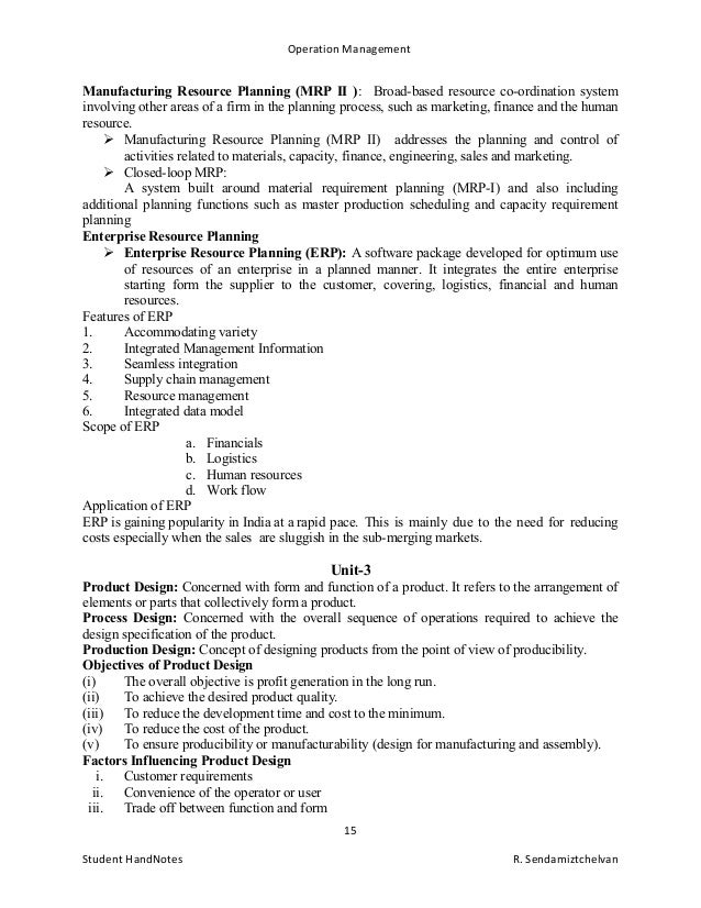 operation management notes operation notes template