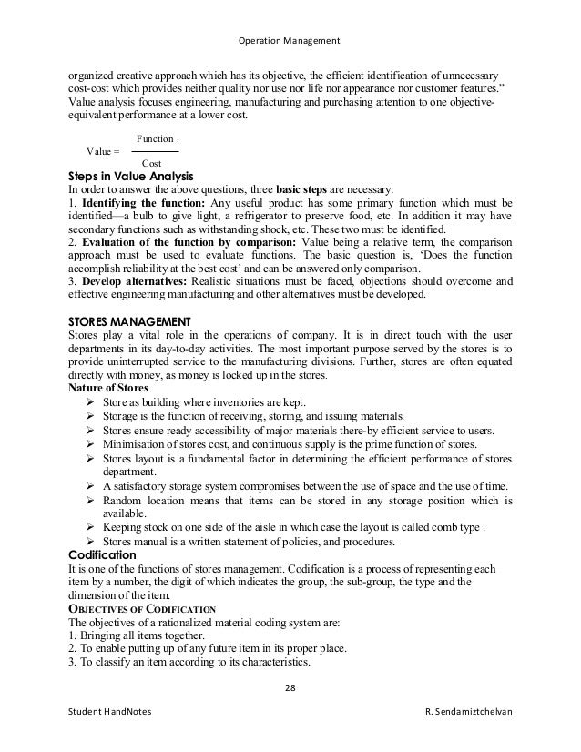 operation management notes operation notes template
