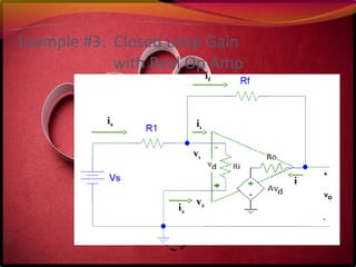 Example #3: Closed Loop Gain
with Real Op Amp
is
if
i2
i
v1
v2
is
if
i1
 
