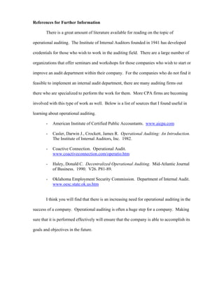 Operational Auditing