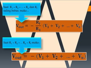Saat R1 = R2 = ... = Rn dan Rf
saling bebas, maka ::
Saat R1 = R2 = ... Rn = Rf maka :
 