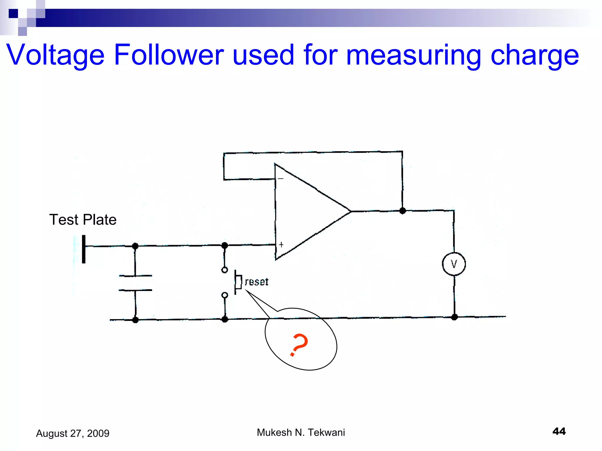 Voltage Follower used for measuring charge ? Test Plate 