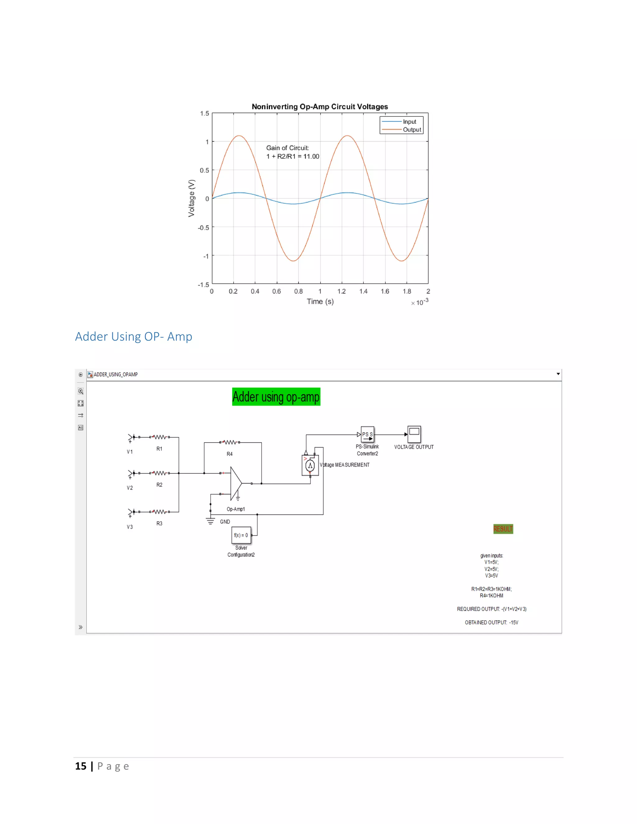 15 | P a g e
Adder Using OP- Amp
 