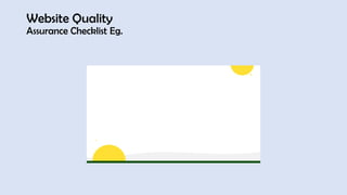 Website Quality
Assurance Checklist Eg.
 