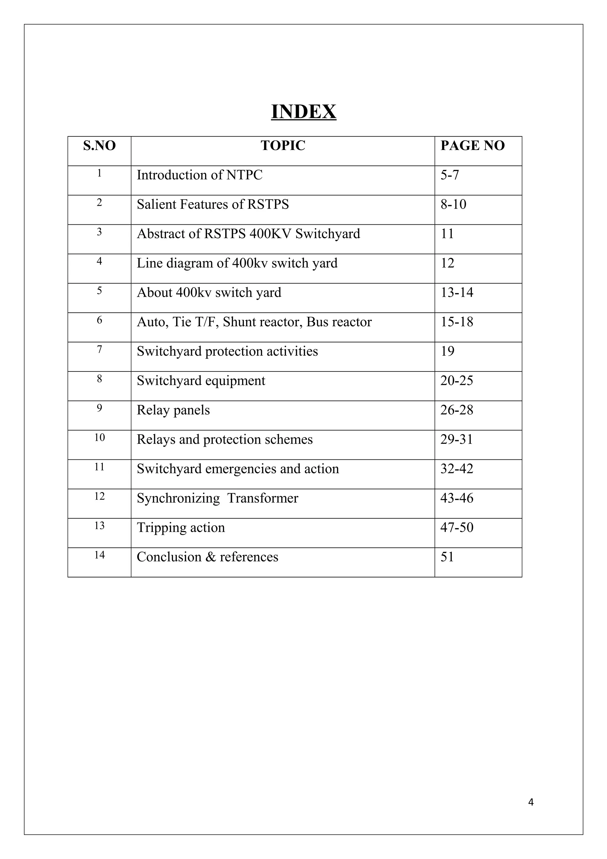 Operational description of 400kv switchyard NTPC Ramagundam RSTPS | DOC