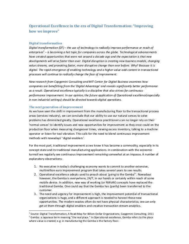 Operational excellence in the era of digital transformation
