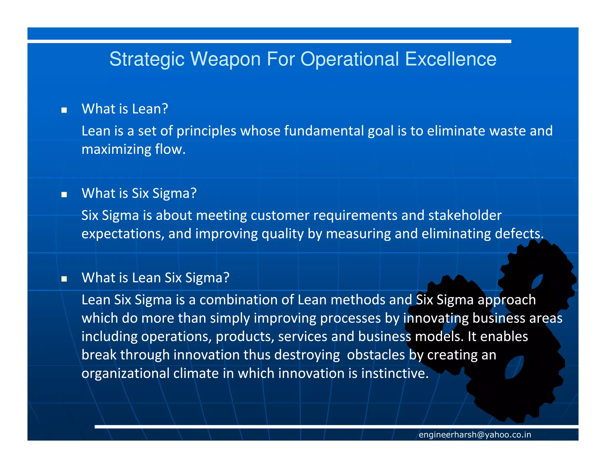 Operational excellence through lean & six sigma | PDF
