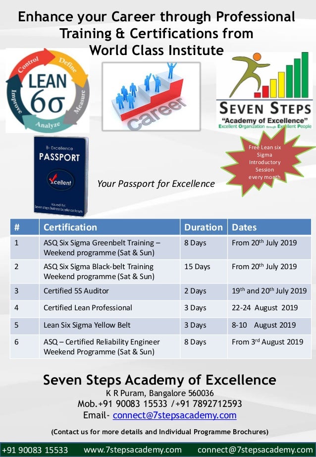Operational excellence training calendar