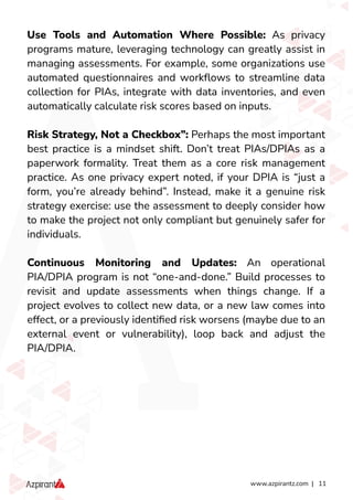 Operationalizing Privacy Impact Assessments(PIAs & DPIAs) | PDF