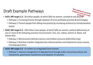 Towards Operationalizing the SRF with a Suite of Indicators within a Monitoring, Evaluation and Learning Framework