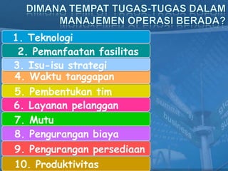 Tim Operasi Operasi dan Produktivitas - Manajemen Operasi | PPTX