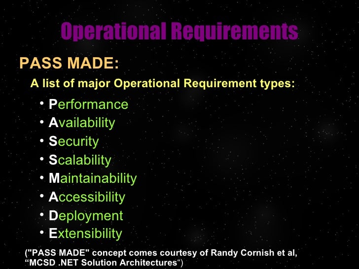Operational Requirements
