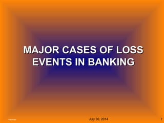July 30, 2014Kachhapi 7
MAJOR CASES OF LOSSMAJOR CASES OF LOSS
EVENTS IN BANKINGEVENTS IN BANKING
 