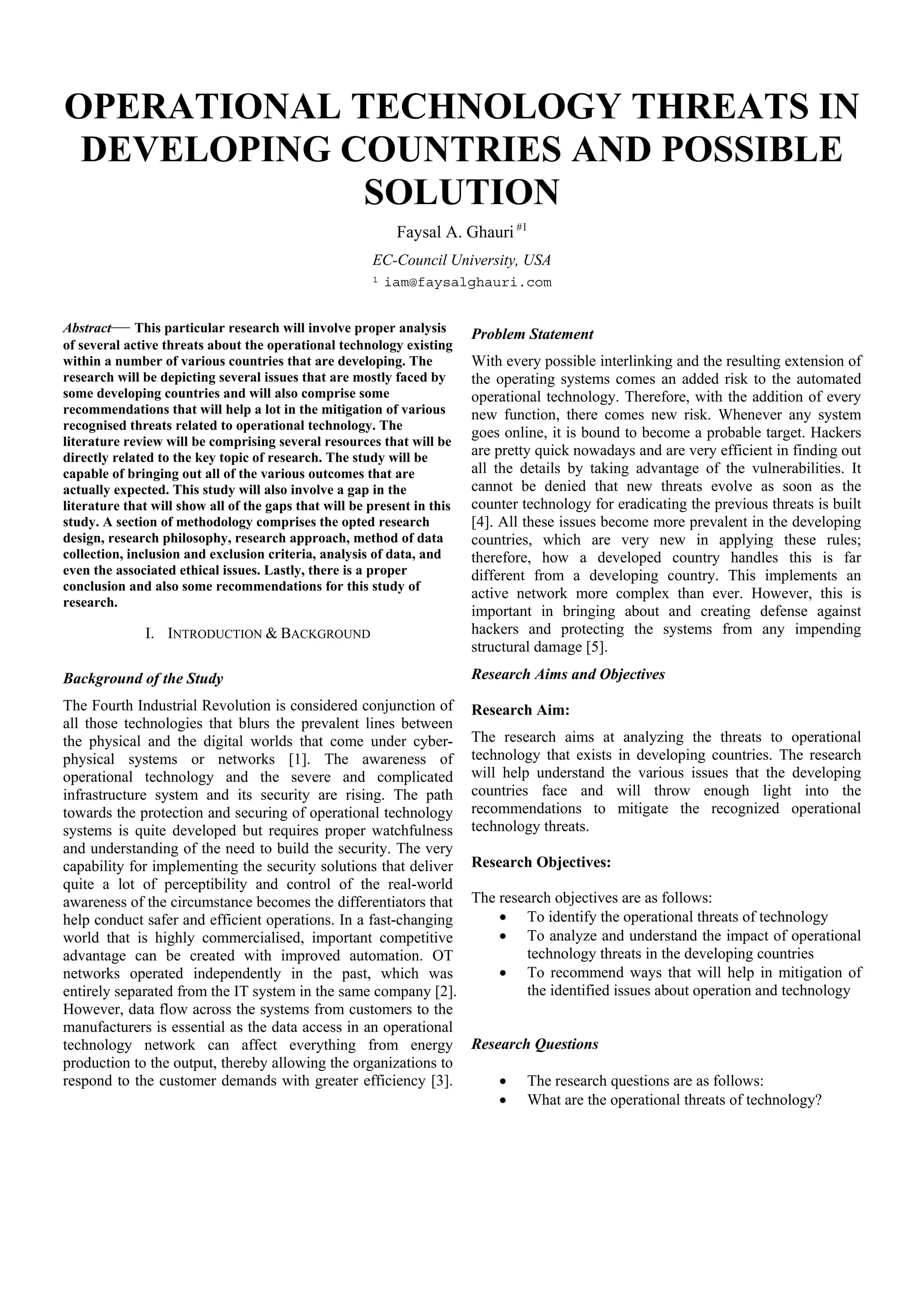 Operational technology threats in developing countries and possible ... - Increase Throw Threats Industrial Get Highrise