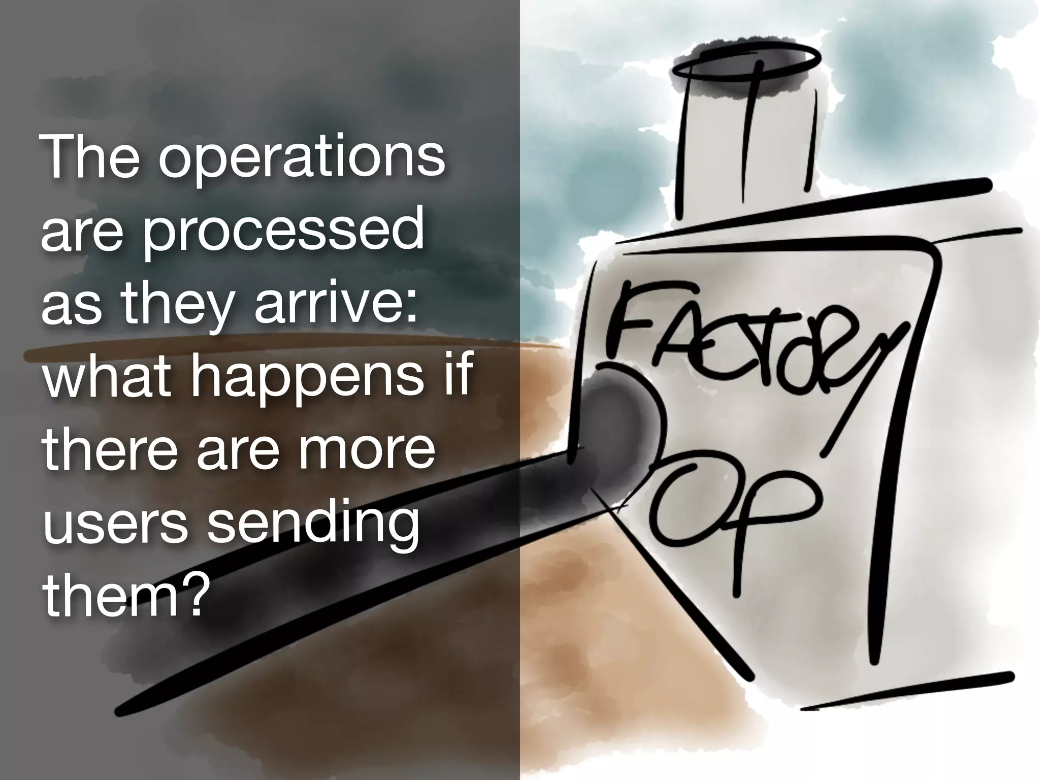 The operations
are processed
as they arrive:
what happens if
there are more
users sending
them?
 