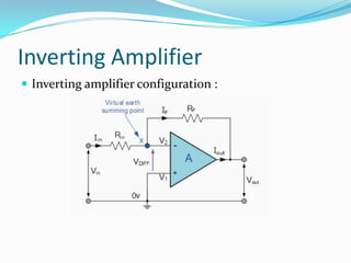 Inverting Amplifier
 Inverting amplifier configuration :

 