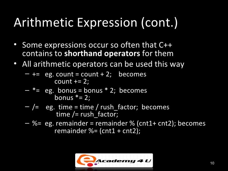 Operation and expression in c++
